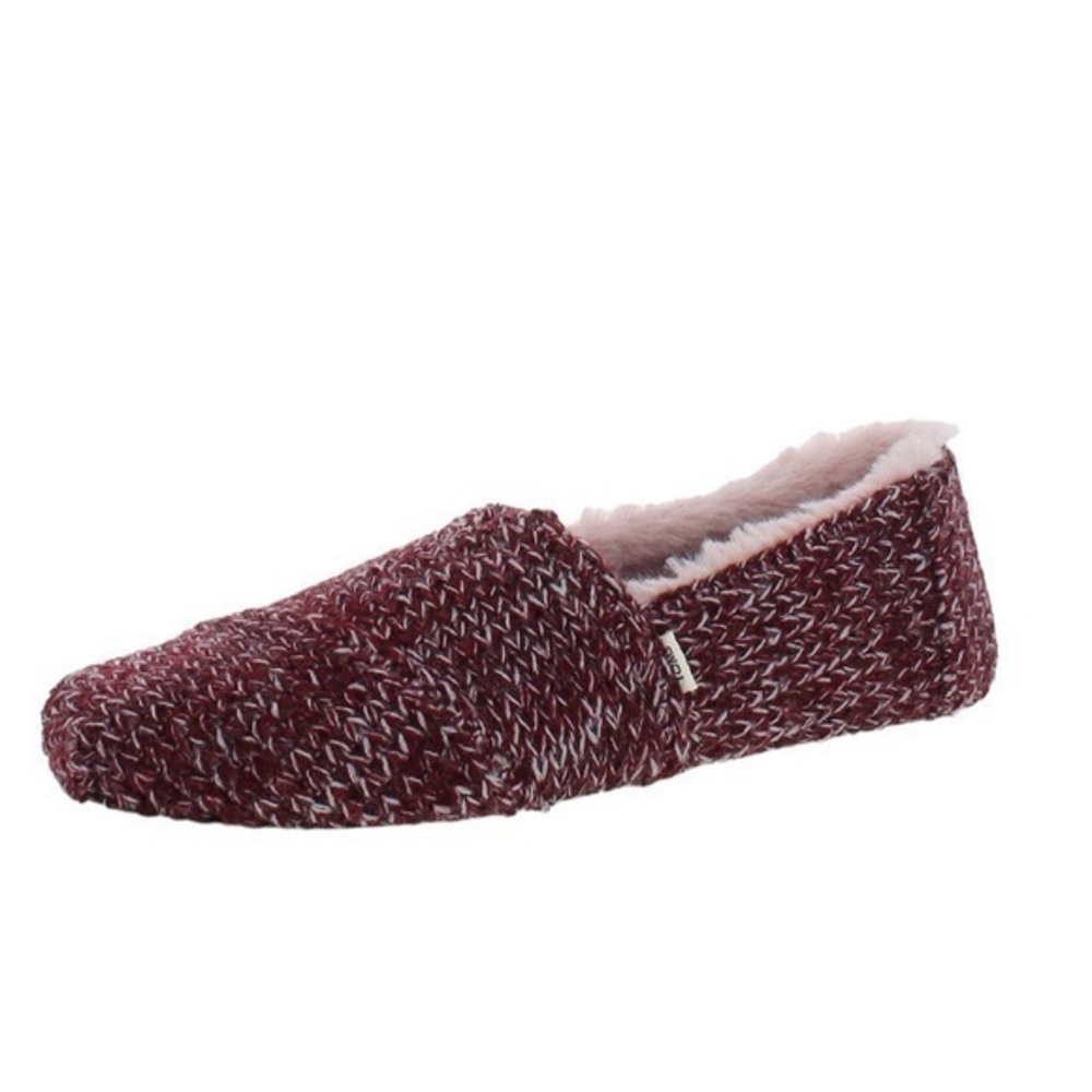 TOMS Womens Alpargata cozy Fleece Slip On Flats Casual - Red/ burgundy size 7